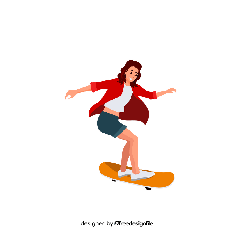 Pretty girl skateboard clipart