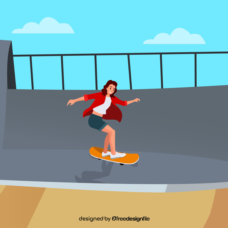Pretty girl skateboard illustration vector