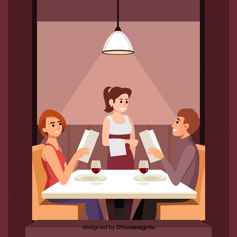 Jealous woman at restaurant illustration vector