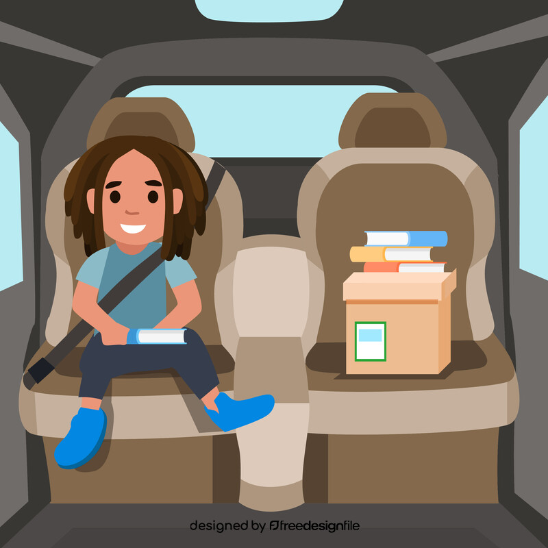 Cute little boy sitting in a car seat illustration vector