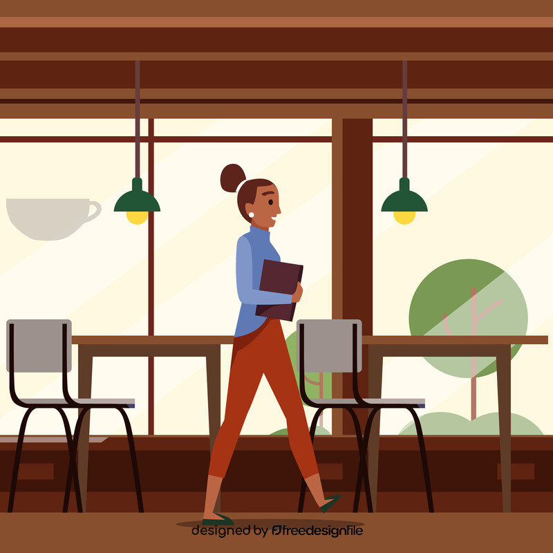 Pretty woman in cafe illustration vector