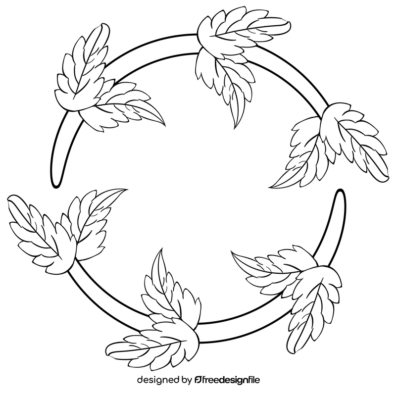 Leaves black and white clipart