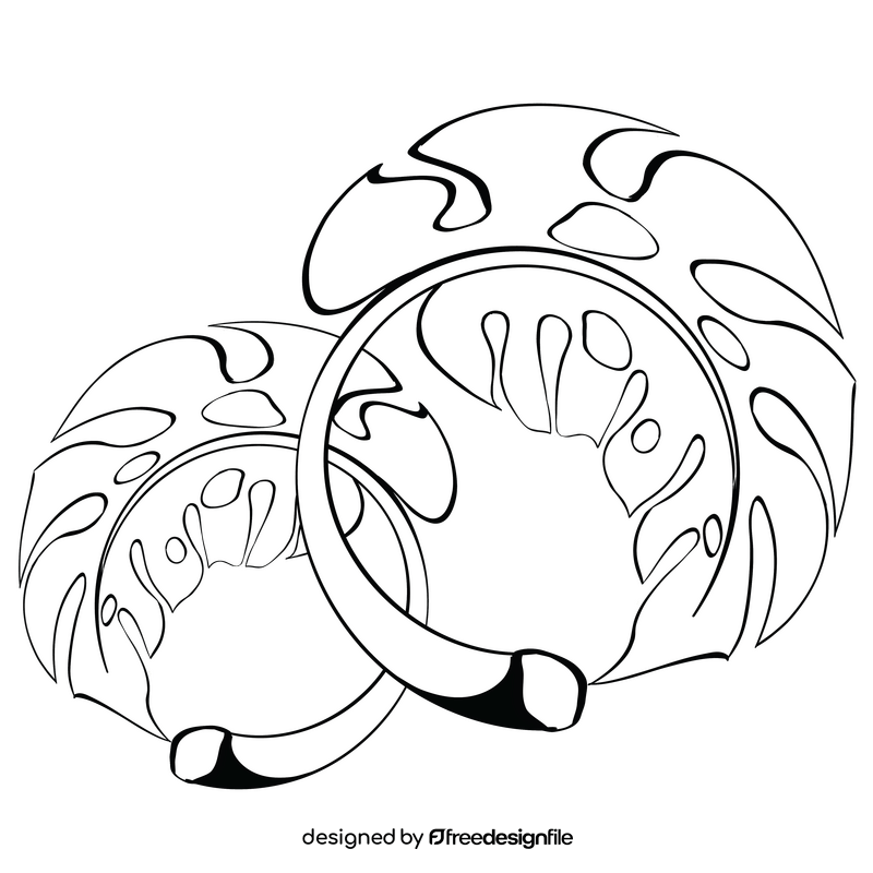 Green leaf black and white clipart