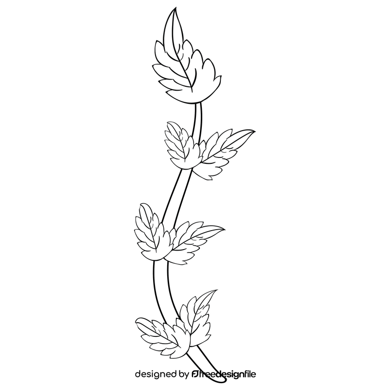 Yellow leaf black and white clipart