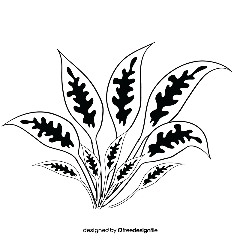 Green leaves black and white clipart