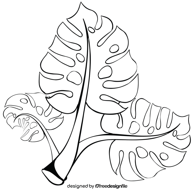 Free leaves black and white clipart