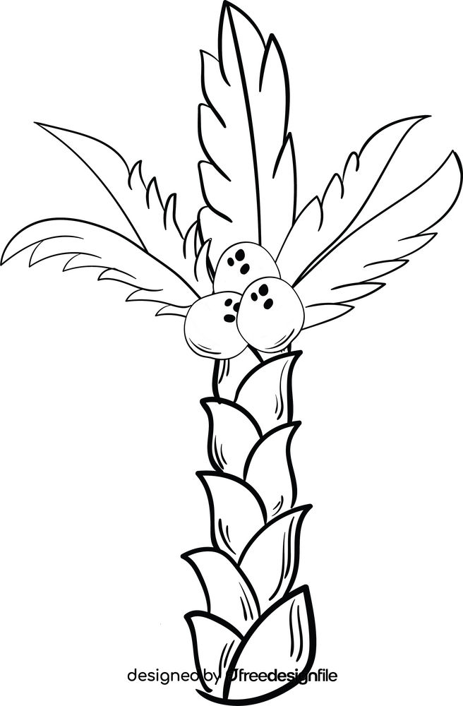Free palm tree black and white clipart