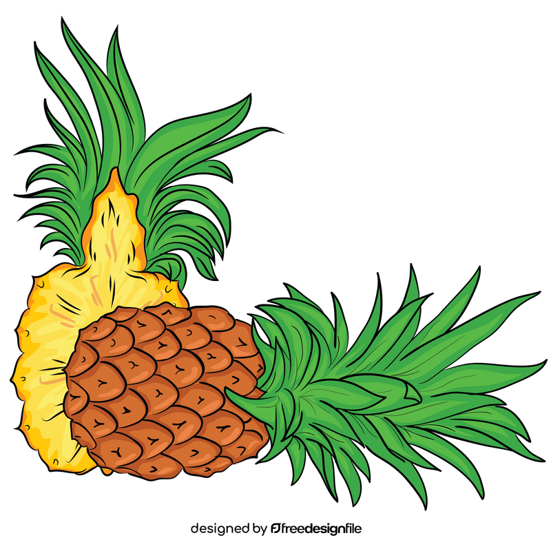 Cut in half pineapple clipart