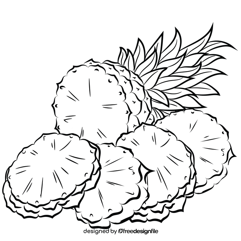 Pineapple slices black and white clipart