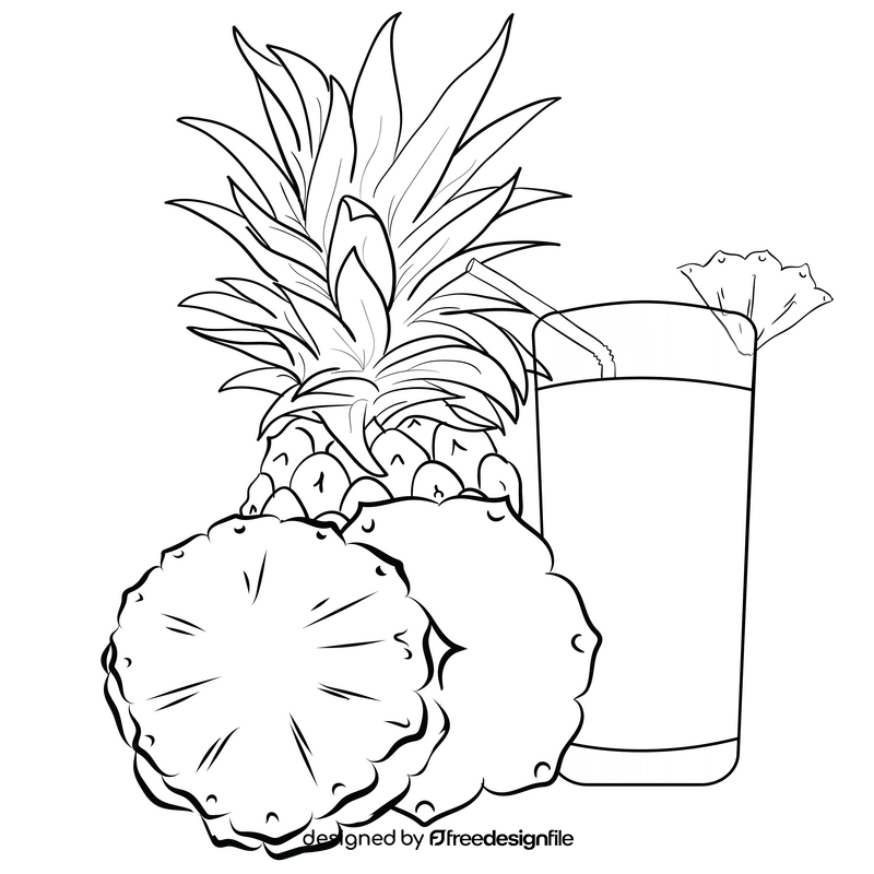 Pineapple juice black and white clipart free download