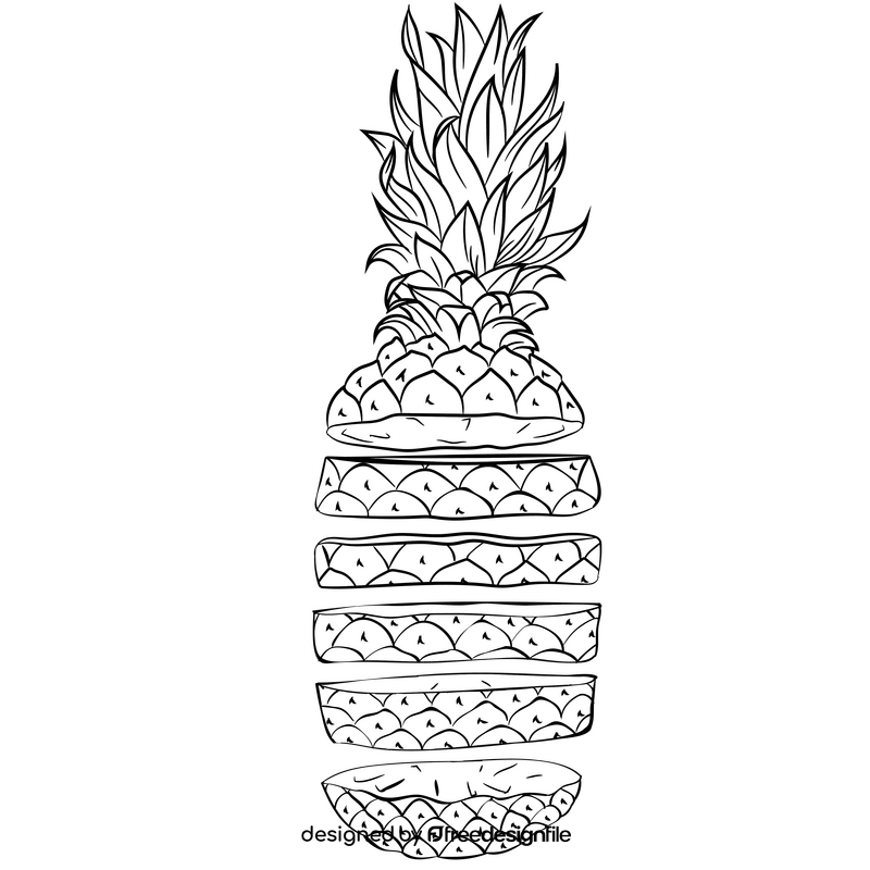 Cute pineapple black and white clipart
