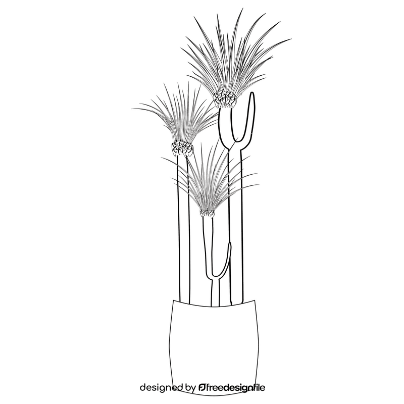Potted plant black and white clipart
