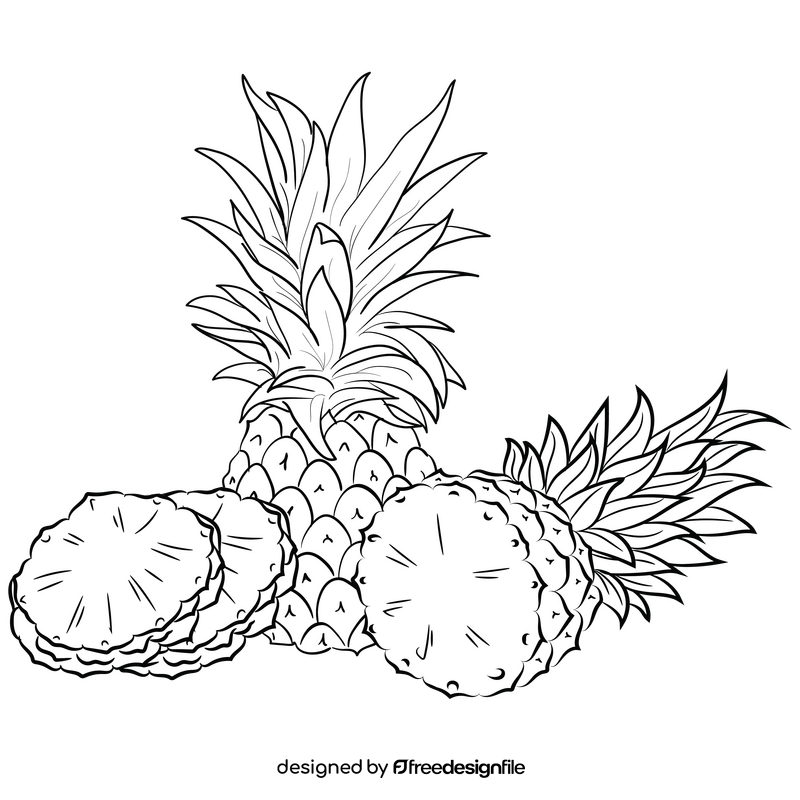 Pineapples black and white clipart