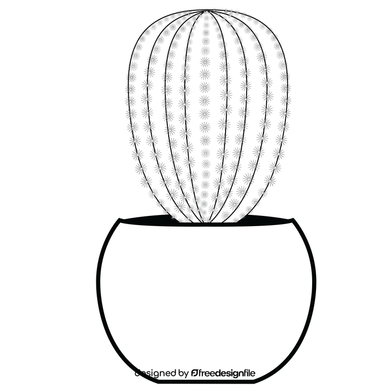 Indoor potted plant black and white clipart