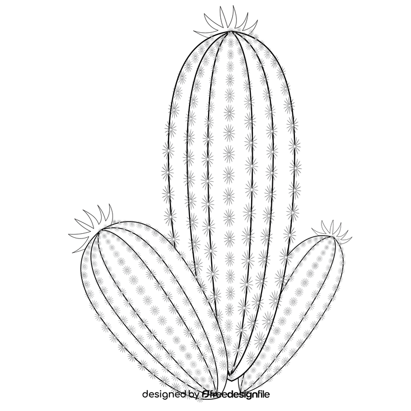 Potted cactus black and white clipart