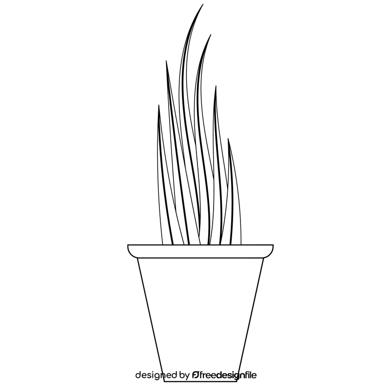 Potted plant flower black and white clipart