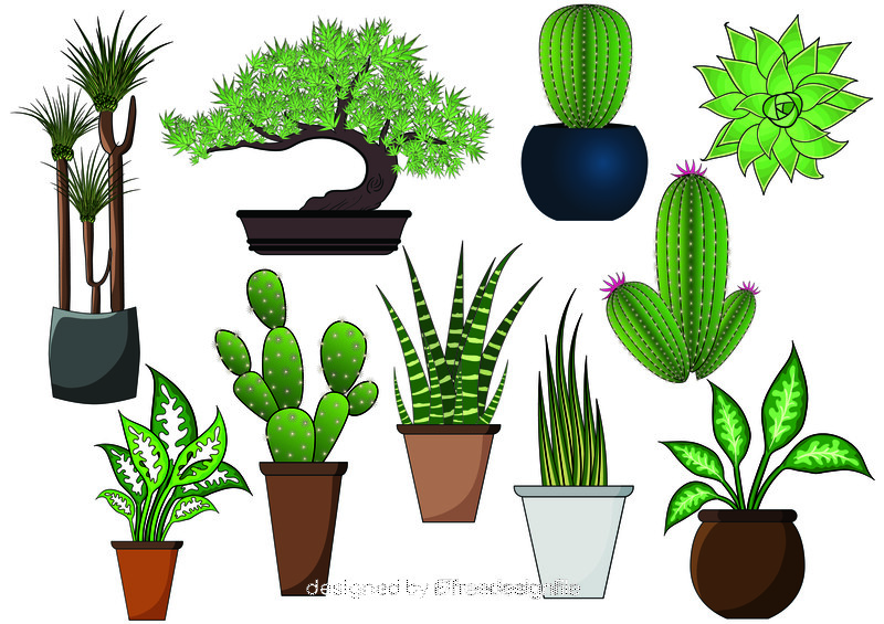 Potted plant set vector