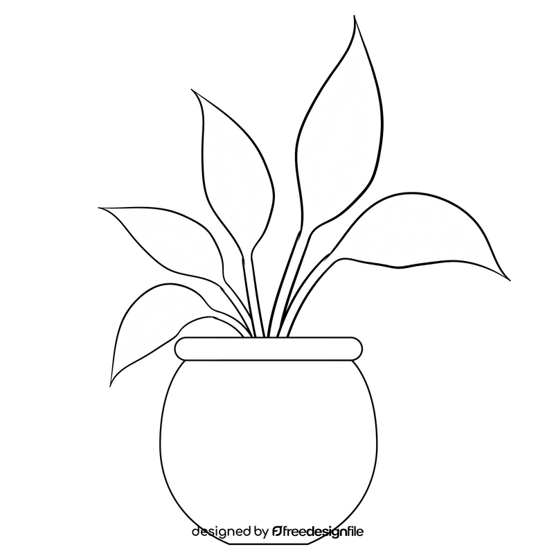 Plant in pot black and white clipart