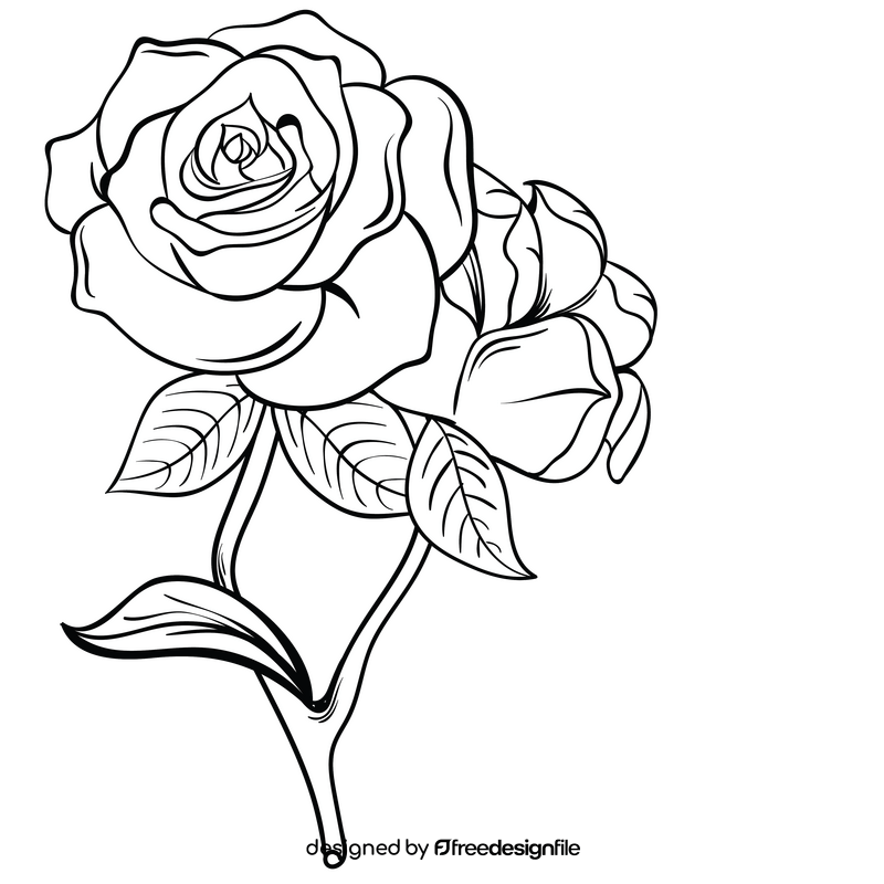 Free rose black and white clipart