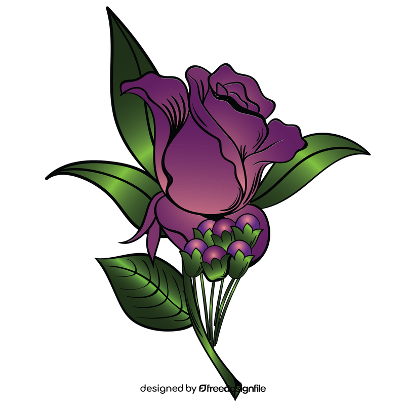 Rose with leaves clipart