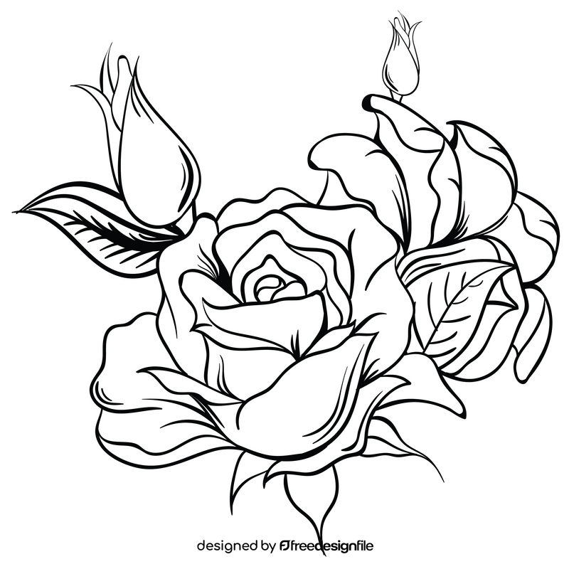 Violet rose black and white clipart