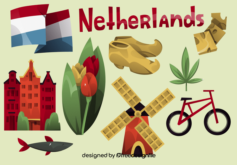 Netherlands icon set vector