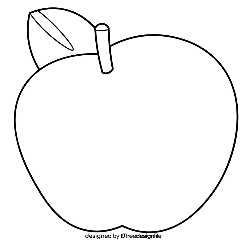 Green apple black and white clipart