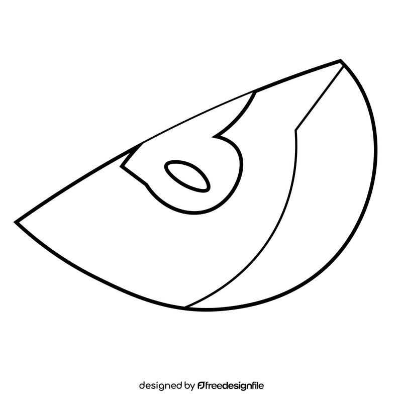 Green apple piece black and white clipart