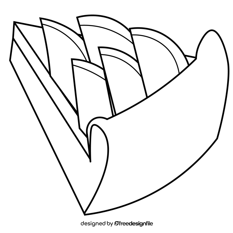 Green apple pie drawing black and white clipart