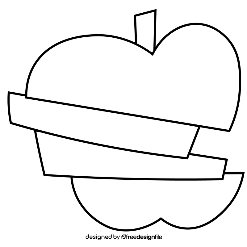 Stack of sliced green apple black and white clipart