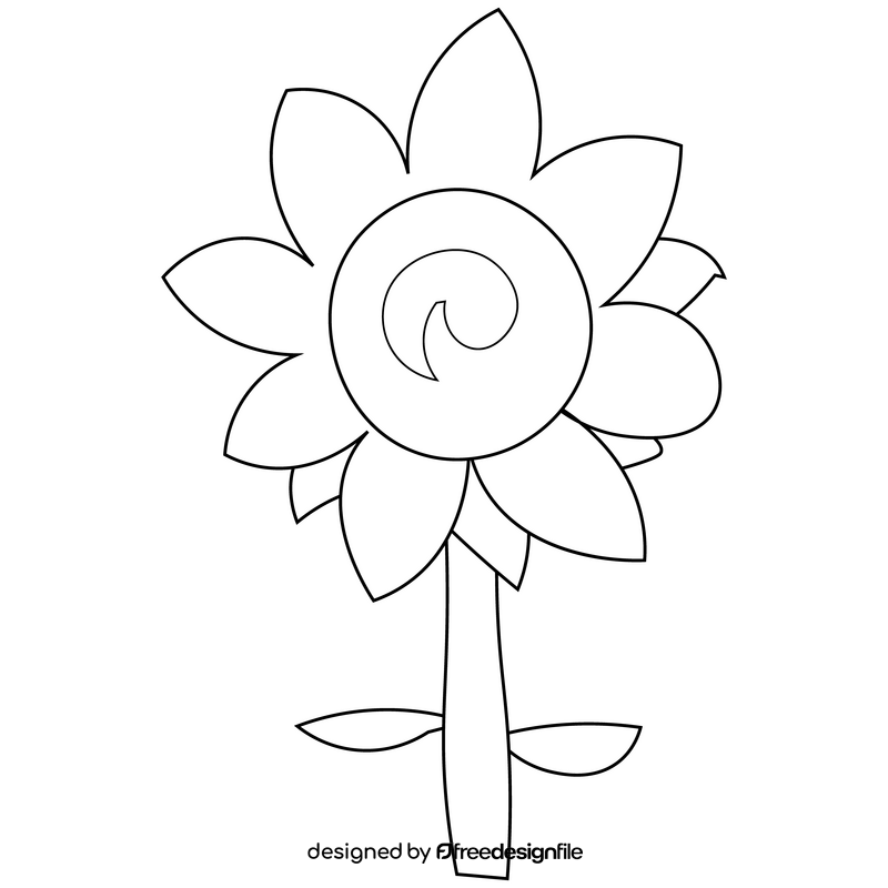 Autumn sunflower drawing black and white clipart