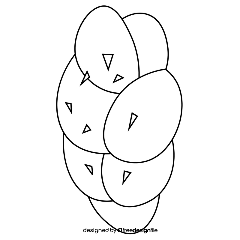 Bread pigtail black and white clipart