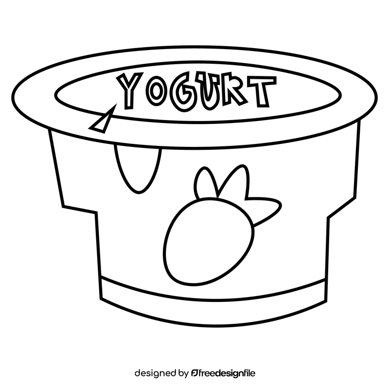 Breakfast yogurt black and white clipart