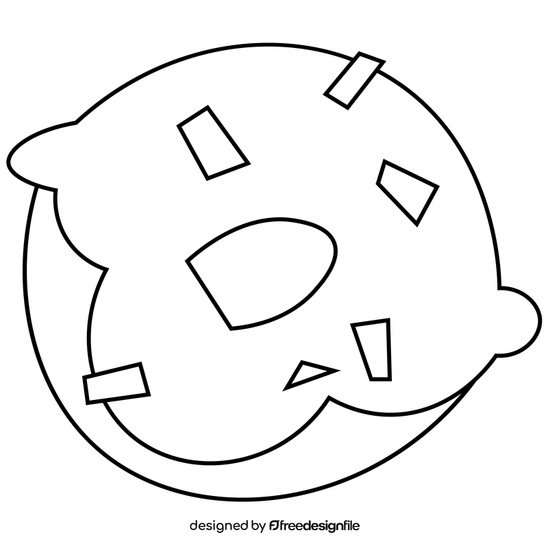 Chocolate donut black and white clipart