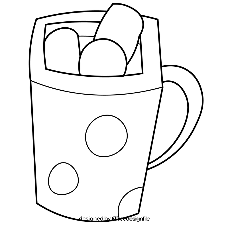 Coffee cup cartoon black and white clipart