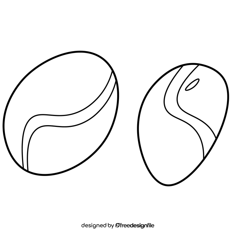 Coffee seeds black and white clipart