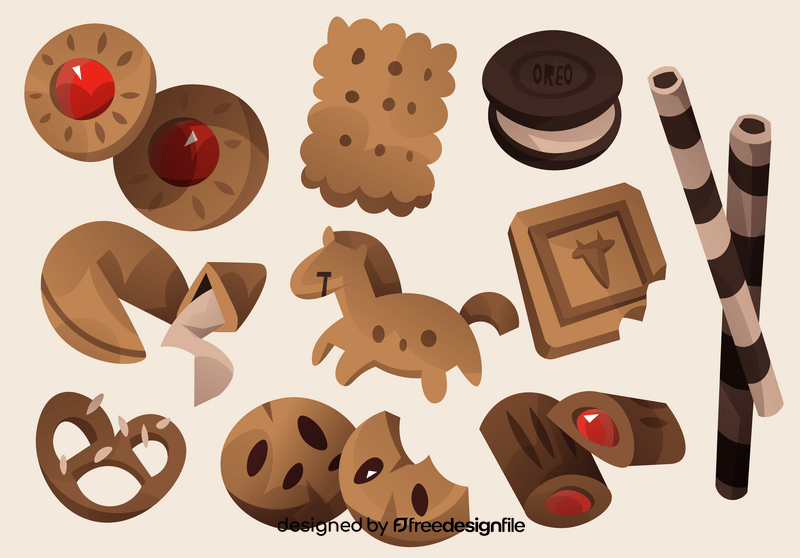 Delicious various cookies set vector