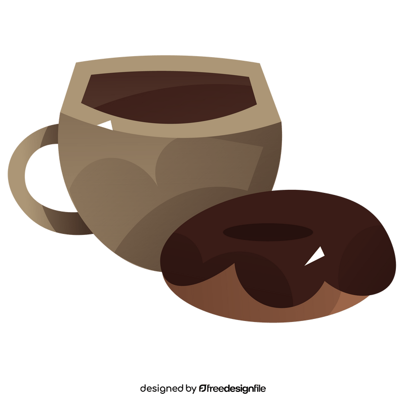 Donut with cup of tea clipart