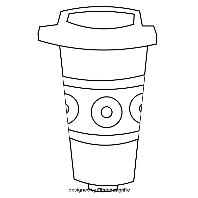 Donut coffee black and white clipart