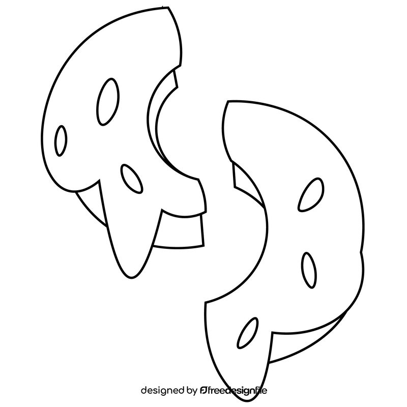 Donut cut in half black and white clipart