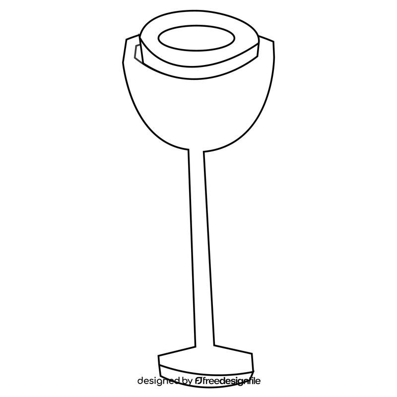 Cooked egg in egg cup black and white clipart