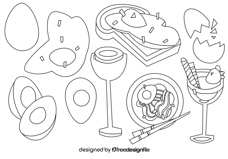 Egg set black and white vector