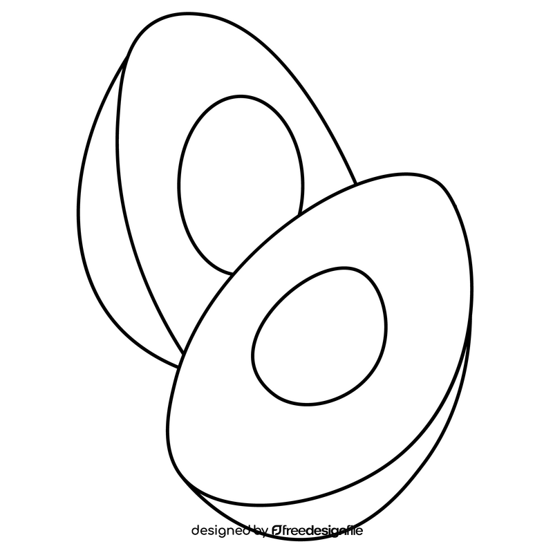 Egg halves drawing black and white clipart