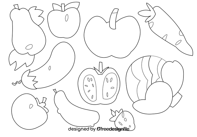 Farm fresh fruits and vegetables black and white vector