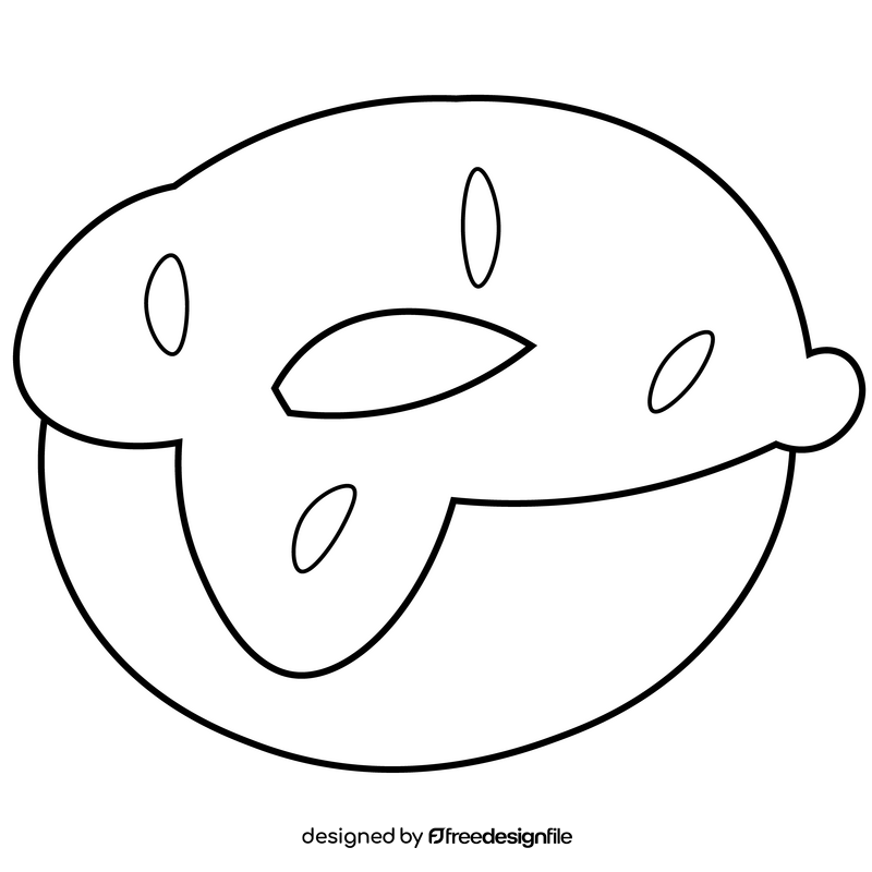 Donut cookie black and white clipart
