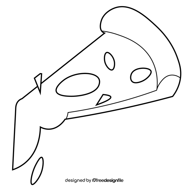 Pizza cartoon black and white clipart