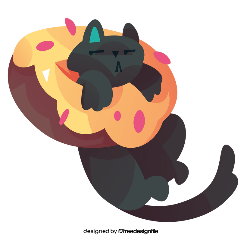 Cartoon donut with cute cat clipart