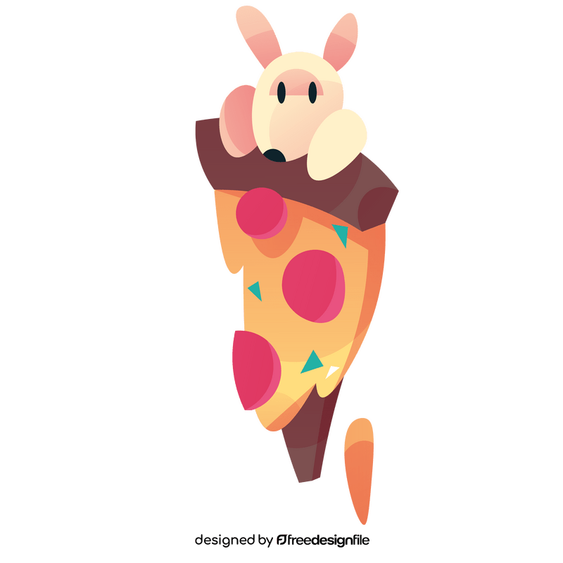 Cartoon pizza slice with cute animal clipart