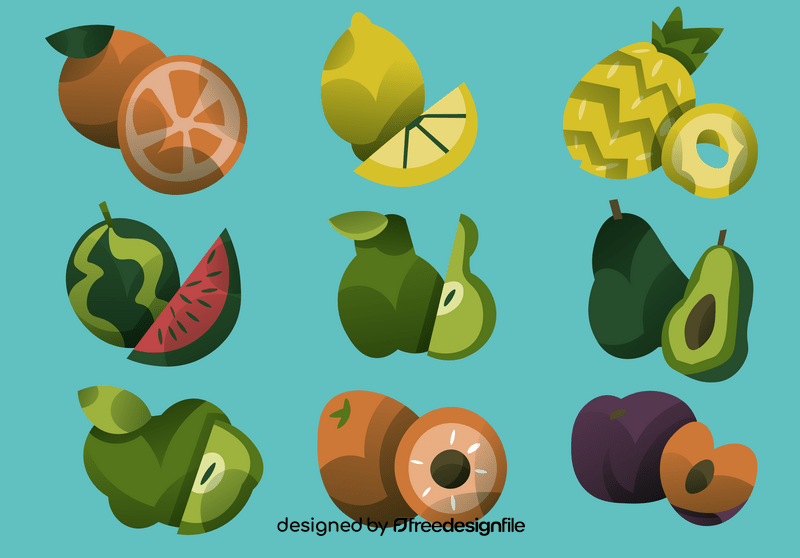 Fruit slices set vector