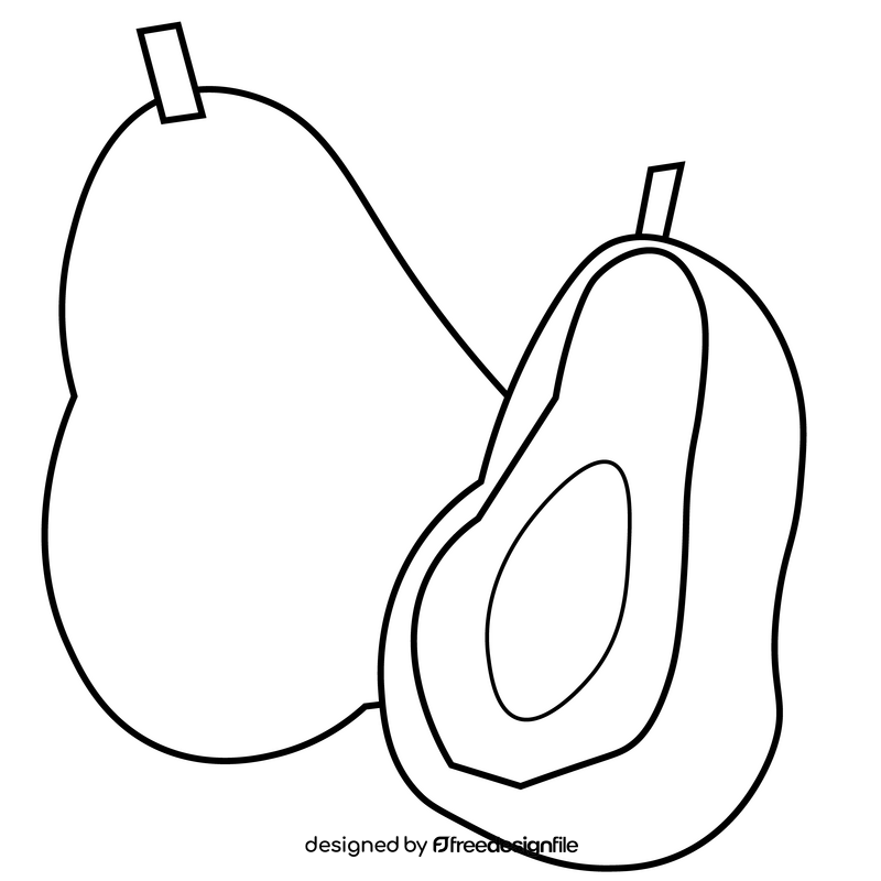 Avocado slice drawing black and white clipart